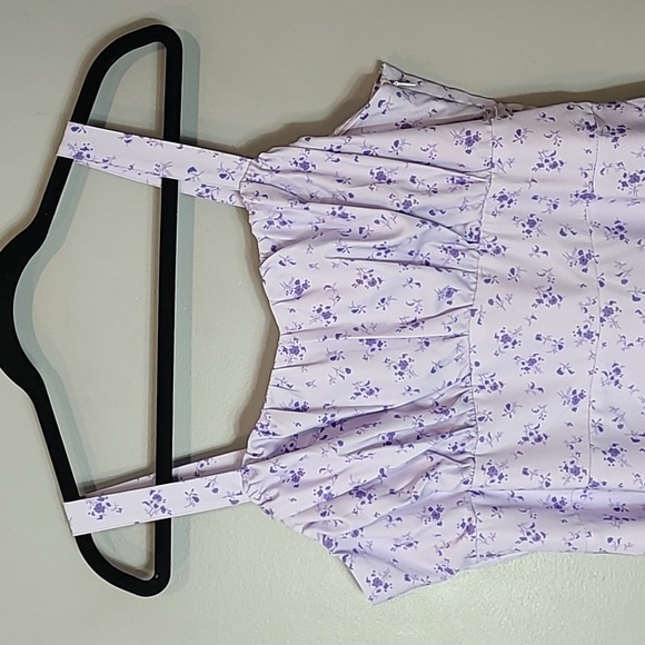 Belle Poque Retro Dress Cottage Girl Floral Purple Size XL 50s Pin Up Dainty - Picture 2 of 7